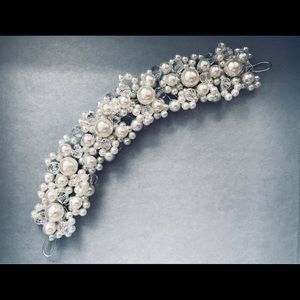 Pearl tiara wedding crystal Hair Comb new bling